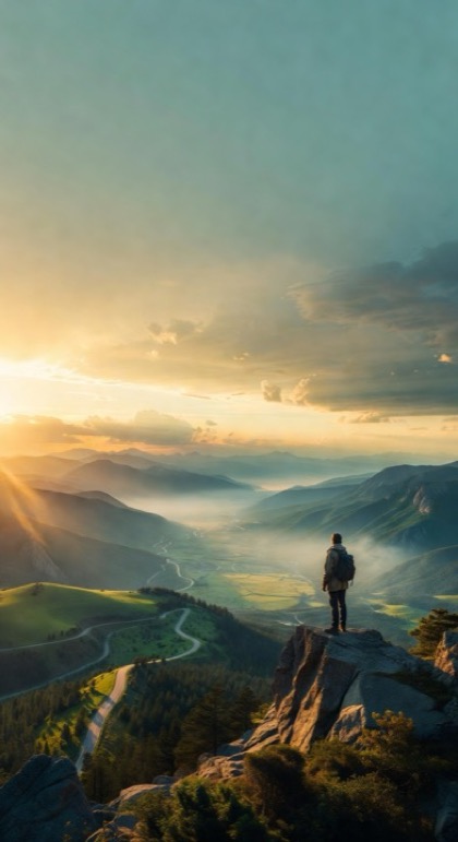 Mountain travel footage in a vertical video project